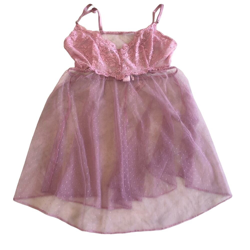 NEW Victoria’s Secret sheer lace dusty rose pink negligee nightgown size small